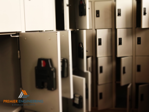 metal storage shelves with doors