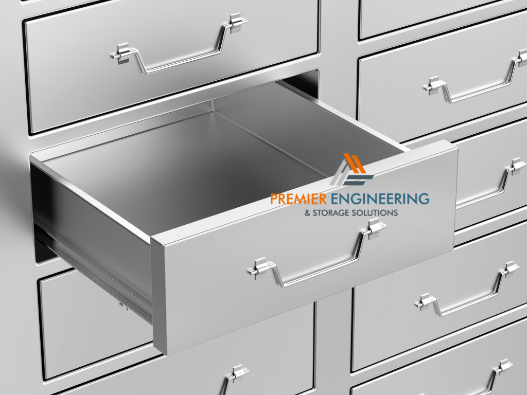 metal storage cabinet with shelves