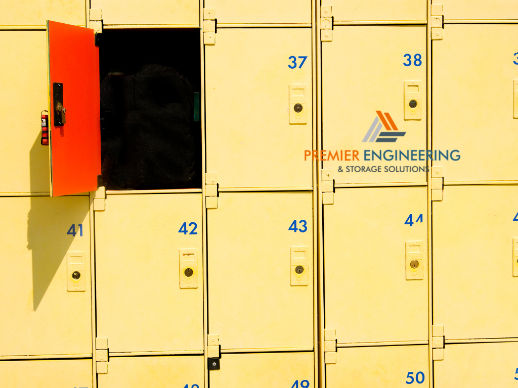 metal storage shelves with doors