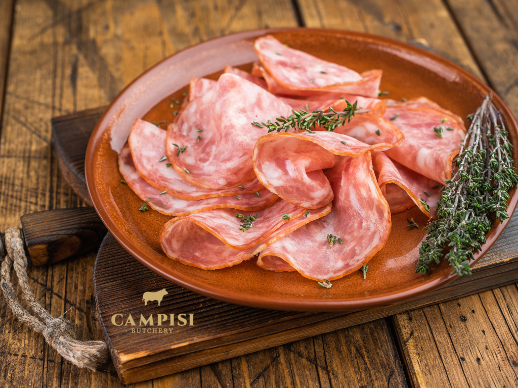 italian salumi types of salumi, types of italian salumi, salumi vs charcuterie, cured meats, salumi meat, salumi plate, salumi set