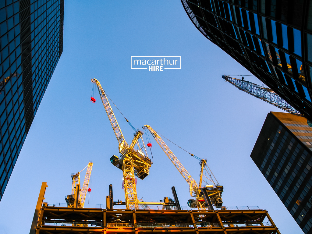 Construction equipment selected for different site tasks