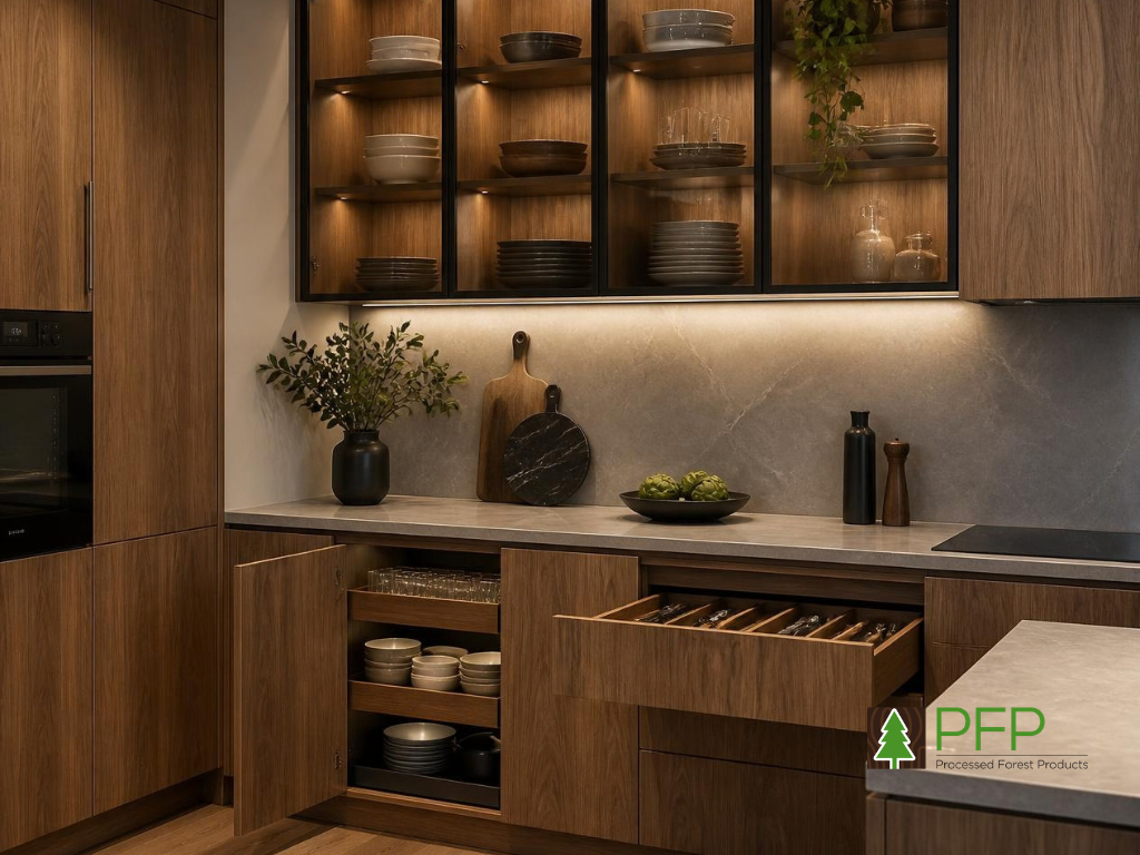 American oak timber veneer for kitchen cabinetry