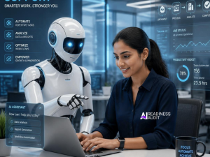 Business analyst reviewing data quality, duplicate records and information security requirements before AI implementation