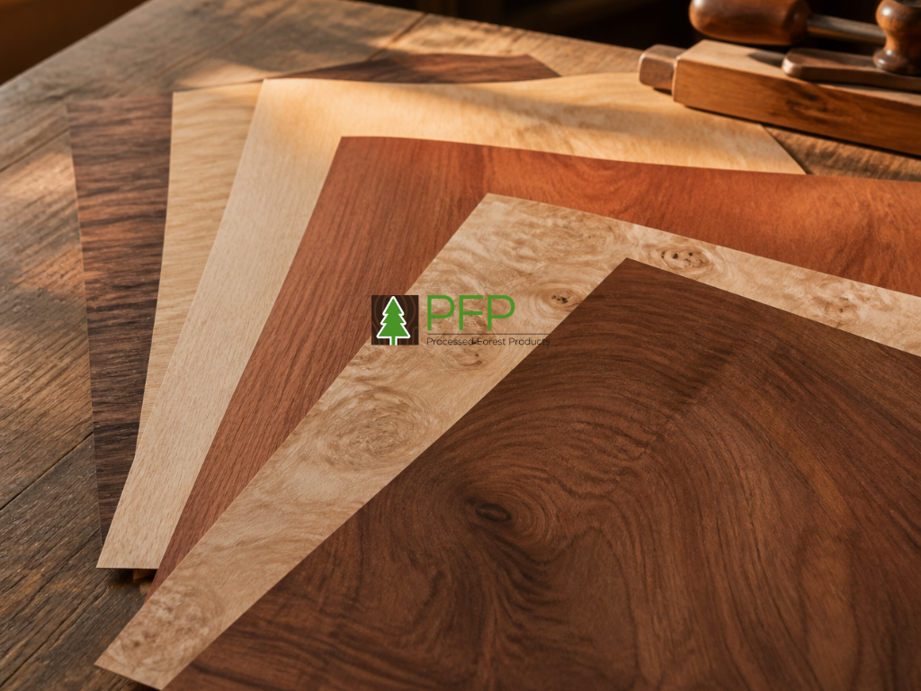 Natural timber veneer sheets and wood grain samples arranged on a workbench for checking colour, grain direction and matching patterns. timber veneer supplierswood veneer suppliers, wood veneer supplies, timber veneer, timber veneer sydney, timber veneer nsw, timber veneer manufacturer, wood veneers