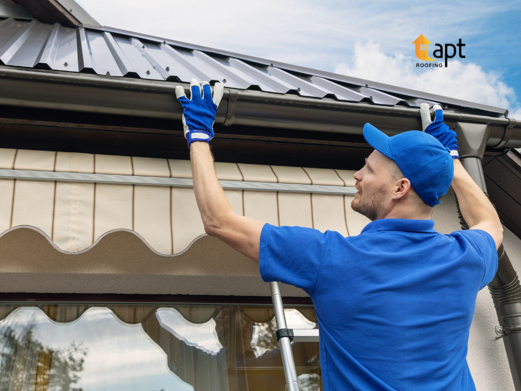 Damaged metal roof gutter with visible corrosion and leaking joints. Roof Maintenance in Macarthur RegionRoof Repair in Macarthur Region, roof maintenance in macarthur, roof maintenance in smeaton grange, roof repair in smeaton grange, Roof Repair in Outer Western Suburbs, Roof Maintenance in Outer Western Suburbs, Roof Repair in Parramatta Hills District