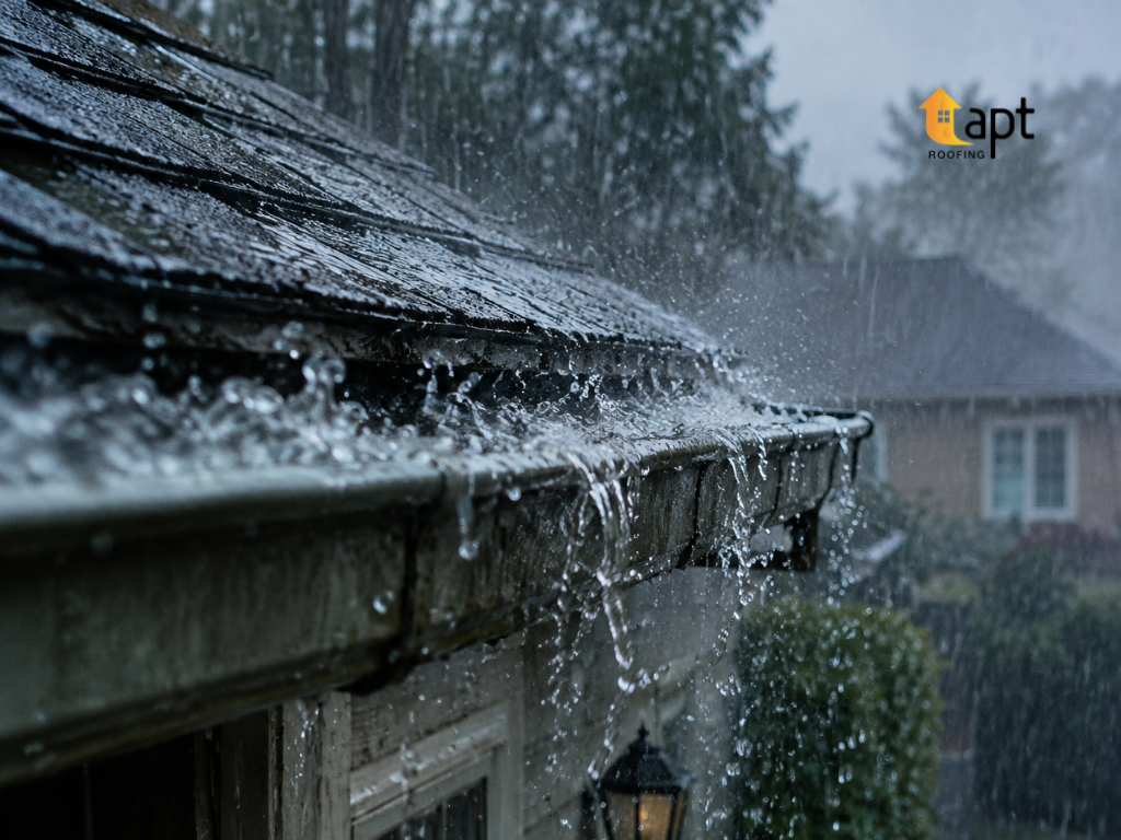 Roofing professional inspecting residential roof gutters and drainage components for signs of damage. residential roof repair sydneyroof leak repair cost, tile roof repair sydney, emergency roof repair sydney, roof repairs sydney, roof refurbishing sydney, storm damage roof repair, emergency ceiling leak repair